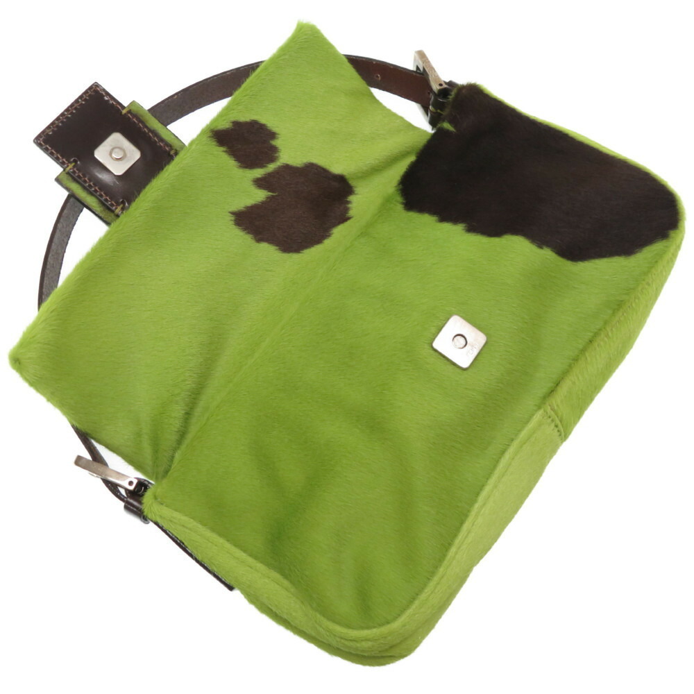 Fendi Brown Green Fur Bucket Bag Mamma Shoulder Haraco - Picture 5 of 9